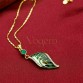 VOGEM Leaf Earring Necklace Set 18 K Plating Gold Austria Crystal Green Leaves Jewelry For Women Mother Wife Anniversary Present