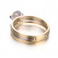 VOGEM White Zirconia Finger Ring 18 K Plating Gold Simple Round Elegant Single Crystal Ring Jewelry Wife Birthday Christmas Gift
