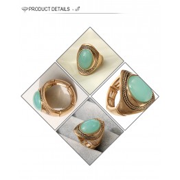 Vintage Jewelry Anitque Gold-Color Multi Color Oval Green Adjustable Luxury Statement Rings For Women 2017 New Design