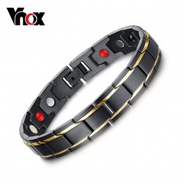 Vnox Black Men's Health Bracelets & Bangles Magnetic H Power Stainless Steel Charm Bracelet Jewelry for Man