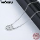 WOSTU Authentic 925 Sterling Silver Unique Exquisite Letter M & A Alphabet Pendant Necklaces For Women Luxury Jewelry CQN140