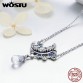 WOSTU Hot Selling Authentic 925 Sterling Silver The Moon and Stars Pendant Necklaces for Women Girl Fine Jewelry Gift CQN110
