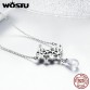 WOSTU Hot Selling Authentic 925 Sterling Silver The Moon and Stars Pendant Necklaces for Women Girl Fine Jewelry Gift CQN110