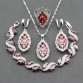 Wedding Bridal 925 Sterling Silver Red Garnet Women 4PCS Jewelry Sets Ring Size 6/7/8/9/10 Free Gift Box JS240