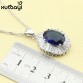 Women Four Piece Blue Cubic Zirconia Fashion 925 Silver Jewelry Sets Cheerful Necklace Ring Earring Bracelet Free Box
