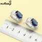 Women Four Piece Blue Cubic Zirconia Fashion 925 Silver Jewelry Sets Cheerful Necklace Ring Earring Bracelet Free Box
