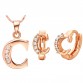 Women Men A B C D E F G H I J K L M N O P Q R S T U V W X Y Z 26 Letter Pendant Necklace Crystal Jewelry 18 k Rose Gold Colou