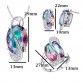 Womens Fashion Ring Necklace and Earrings Set Rainbow Austrian Crystal Jewelry Sets Bridal wedding Accessories Ethiopian Jewelry