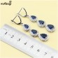 XUTAAYI Top Quality 925 Silver Jewelry Sets Blue Created Sapphired Flawless Necklace/Rings/Earrings/Bracelet For women