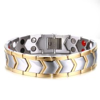ZORCVENS Adjustable Length Stainless Steel Chain Magnetic Health Care Bracelet Men Jewelry