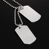 ZORCVENS Stainless Steel Double Dog Tag Necklace Pendant ID Men Jewelry 24" Chain