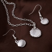 ZOSHI 11.11 Silver Plated Jewelry set Shell Pendant Necklace Drop earring solid women indian african jewelry 925 hot Wholesale