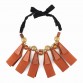 brown wood bead leather pendant chunky statement black rope ladies necklace choker gift 2017 brand new design fashion necklace