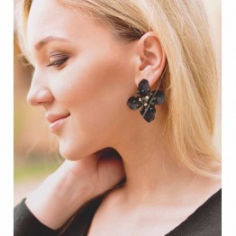 eManco stud earrings women black vintage crystal flower earring jewelry 2017 trending statement jewellery for women